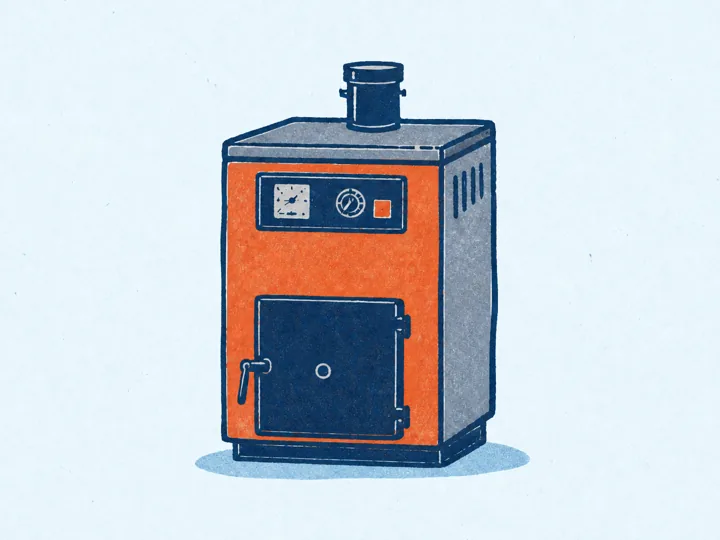 Ilustración de una caldera de gasoil residencial